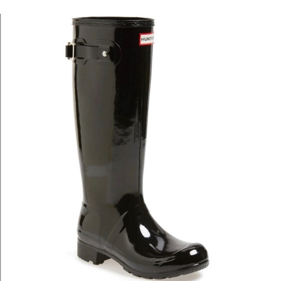 Hunter Original Tour Gloss Boots  Black  NWT Size 5 - Picture 4 of 5